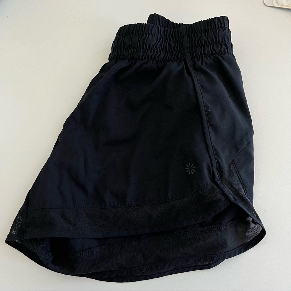 Athleta Women’s Mesh Racer Run Shorts Black XS‎ active workout